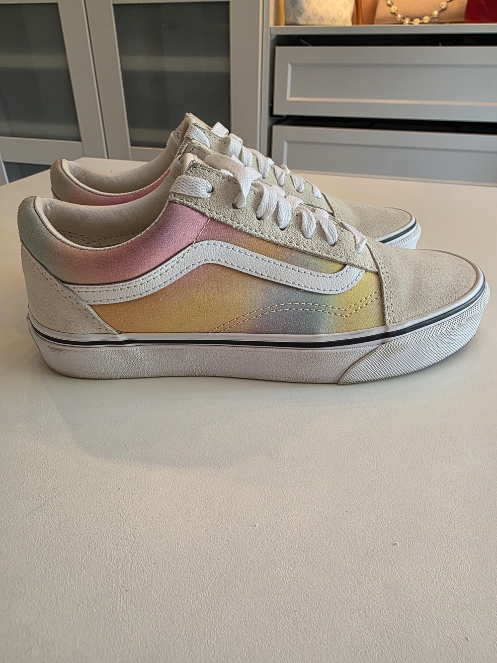 Vans Low-Top Sneakers in Pastel Pink, Yellow, Blue